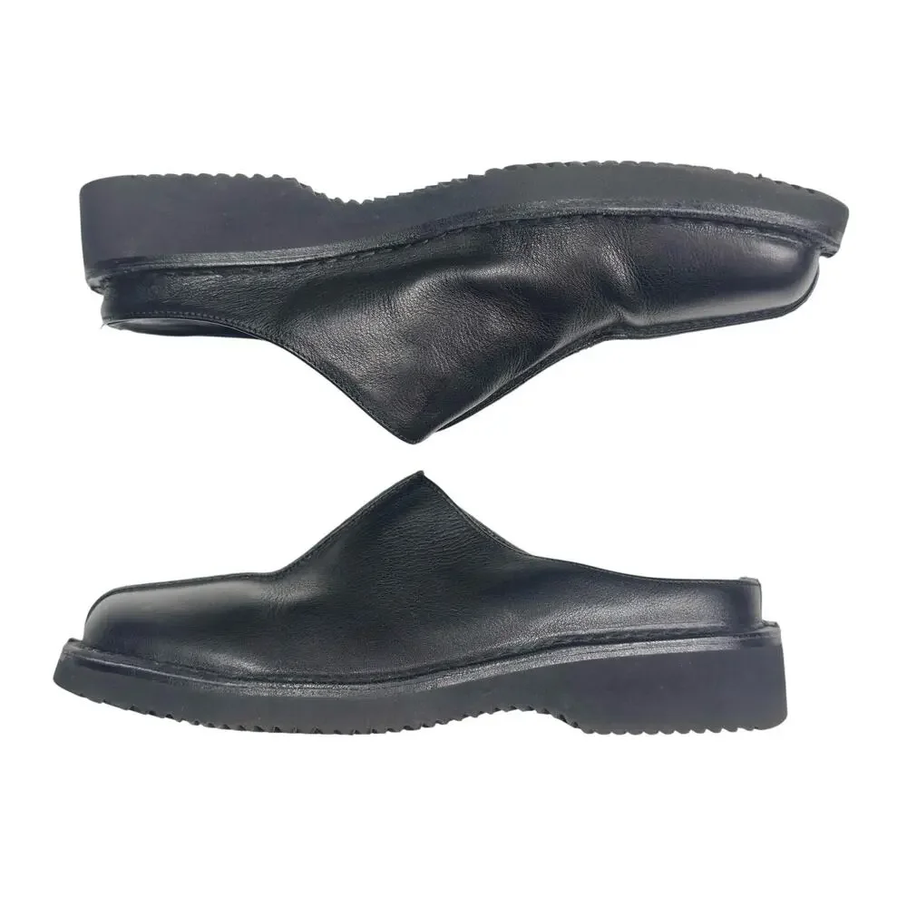 Banana Republic | Men | Classic Black Seamed Slip On Leather Clog Mules | 10 D
